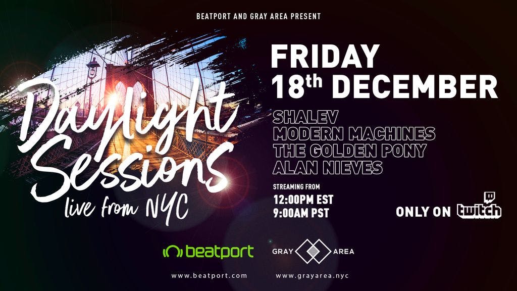 Daylight Sessions 001 w/ Beatport: Shalev, Modern Machines, The Golden Pony, Alan Nieves event artwork