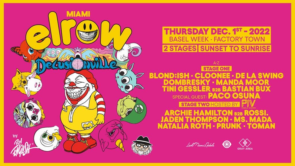 elrow Miami Delusionville event artwork